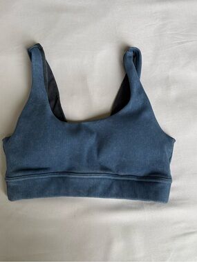 Zella Slate Blue Ribbed Sports Bra